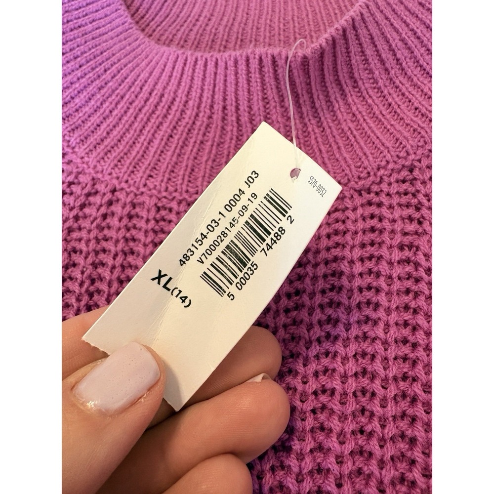 NWT 🪻Old Navy Purple Cable Knit Mock Neck Sweater Long Sleeve Sz youth XL-14💜 - Picture 2 of 7